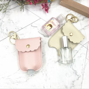 30ml 60 ml Travel Size Bottle Empty Leather Hand Sanitizer Bottles with Keychain Holder