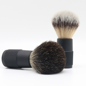 Custom logo travel size  badger hair shaving brush metal handle shaving brush