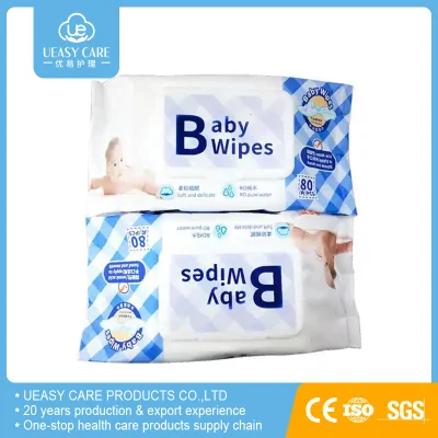 Disposable Gentle Eco Baby Water Wet Wipes Cleaning Soft Care 80PCS Bags OEM GSM Wipes