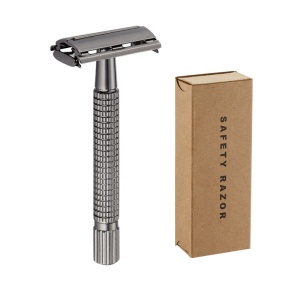 Eco Friendly Waste Free Sustainable Metal Black Safety Shaving Razor Double Edged Razor Blades