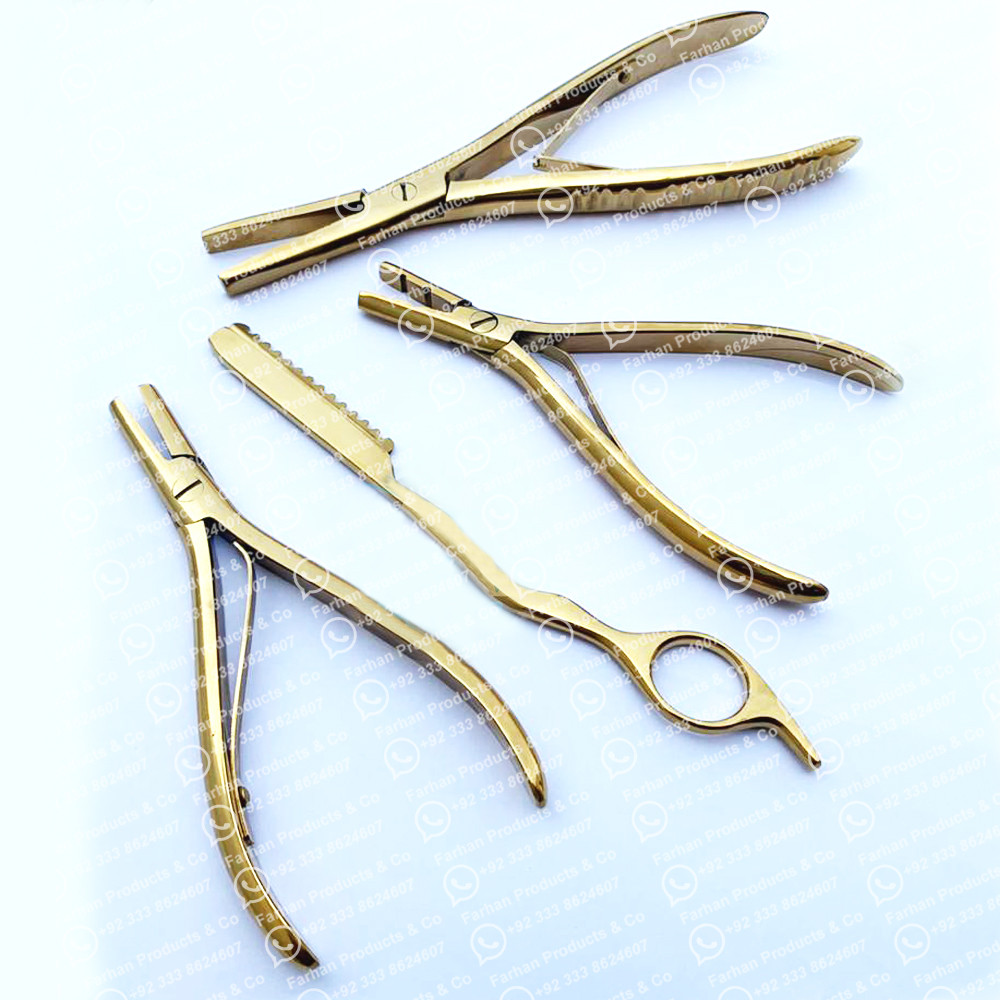 Gold Color Hair Extension Removal Pliers For Micro Rings with razor 4 pcs kit