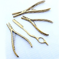 Gold Color Hair Extension Removal Pliers For Micro Rings with razor 4 pcs kit