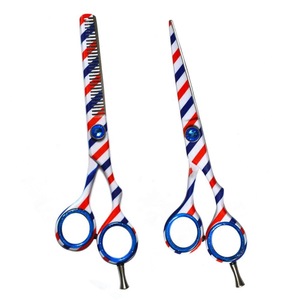 Hairdressing Cutting Shears Professional Hair Scissor For Barber Shop / Barber Pole Printed