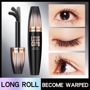 long last waterproof curling volume ultralong wet silk fiber 4D eyelash extension large brush head mascara RM0009