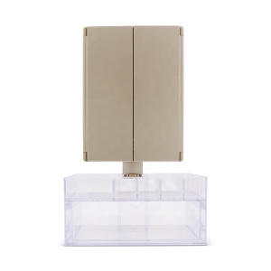 Luxury gold organizer table makeup mirror hot selling led lights three side folding mirror