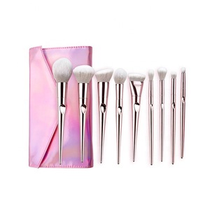 Natural long 3D 10 pcs makeup brush set synthetic makeup brushes private label silicone brush makeup