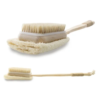 OEM Brand Back Bath Brush Natural Loofah Bath Sponge Bristle Bath Brush with Long Handle