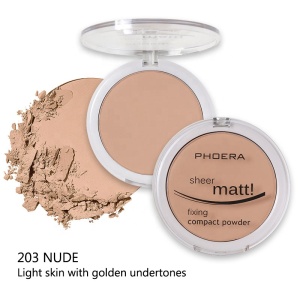 Phoera Waterproof Oil Control Matte Sheer Fixing Weightless Powder Foundation Makeup Facial Compact Pressed Powder