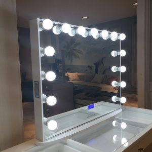 Stock in US! Docarelife Vanity Hollywood Lighted Mirror Wireless Speaker Desktop Beauty Makeup Mirror with Led Bulb