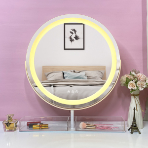 Tabletop Large size Cosmetic Vanity Hollywood Led Makeup Mirror with Storage organizer