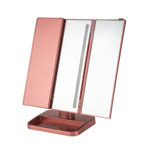 wholesale 2020 travel portable square tri folded illuminating makeup led mirrors
