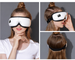 Wireless Eye Massager,Eye Mask 5 Working Modes with Heating, Vibration and Air Pressure Temple Massager Headache Therapy Mask