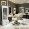 Simple Cream Hydraulic Barber Recliner Full Soft Arm Stain-proof Leather Silent Rotation For Local Beauty Hair Shop