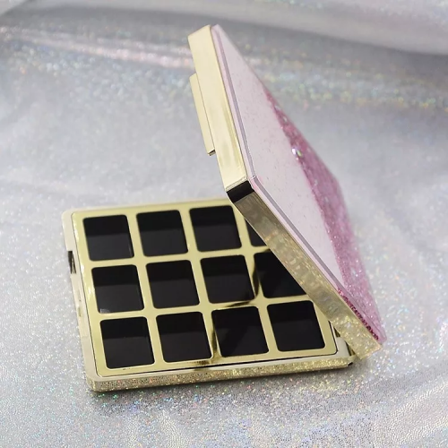 ES-S-001 12 colors square plastic eye shadow case with customized design