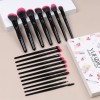 NEW DESIGN 18 Pcs Red Pink Black Professional Makeup Brush Kit with Custom Logo Wood Handle Synthetic Fibre for Face Eye Makeup