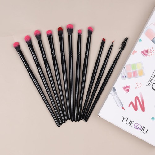 NEW DESIGN 18 Pcs Red Pink Black Professional Makeup Brush Kit with Custom Logo Wood Handle Synthetic Fibre for Face Eye Makeup