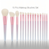 Factory Wholesale 15 Pcs Gradient Pink Purple Makeup Brush Set Private Label Soft White Synthetic Hair Face Eye Cosmetic Brushes