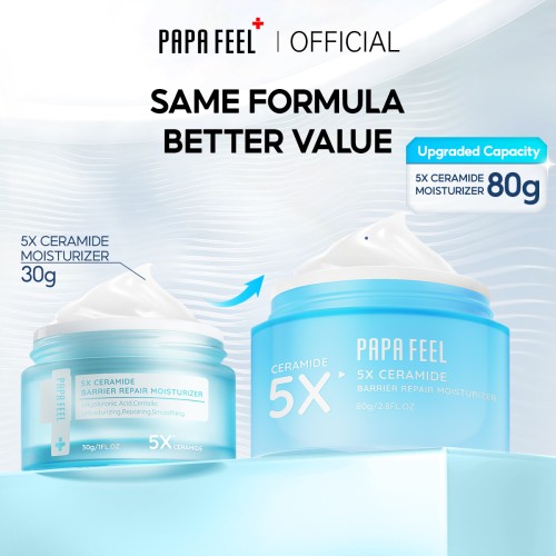SKINCARE PAPA FEEL Skin Barrier Repair Moisturizer 80g | Reduces Redness | 5X Ceramide | Centella Asiatica | Soluble collagen