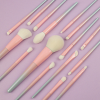 Factory Wholesale 15 Pcs Gradient Pink Purple Makeup Brush Set Private Label Soft White Synthetic Hair Face Eye Cosmetic Brushes