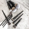 Factory Wholesale 10-12 Pcs Luxury All-Black Makeup Brush Set Private Label Ultra Soft Synthetic Hair Powder Foundation Face Eye Cosmetic Brushes