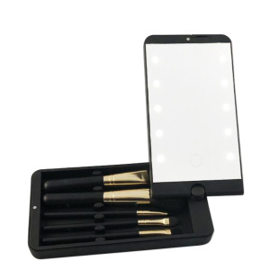 10 Touch Dimmer LED Bulbs Cosmetic Makeup Organizer Hand Custom Pocket Smart Touch LED Makeup Mirror With Light Brush