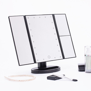 22 LEDs Touch Screen Light Makeup Mirror 3 Folding Magnifying Mirrors Table Desktop Makeup Vanity Mirror