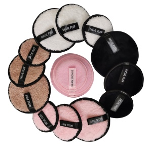 3pcs Bag Custom Logo Facial Cleansing Remover Rounds Microfiber Reusable Soft Fiber Makeup Remover Pads