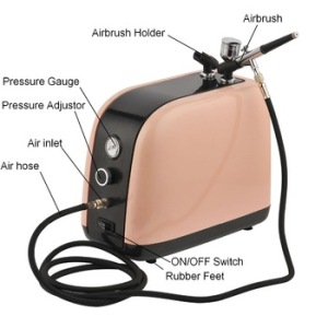 Airbrush Compressor HS-386K Air Brush for Barber Nail Art Makeup Model Painting