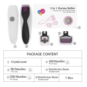 DRS 3in1 latex premium microneedle derma roller set 0.5 1.0 1.5 mm medical disk needles therapy derma roller 3 in 1 kits