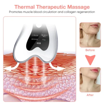 Face Neck Lifting Massager LED Face Light Therapy Electric Heat Scraping Gua Sha Tool