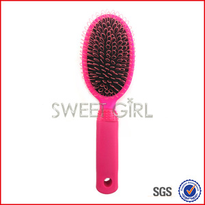 Good pink plastic material big loop human hair extension comb tools for hair extensions