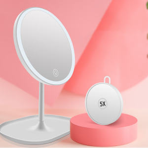 LED Cosmetic Make Up Mirror Luminous makeup mirror USB Charging Lighted Cosmetic Mirror with Storage Tray