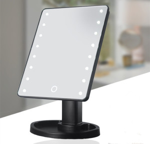 LED Touch Screen Makeup Mirror Lighted Beauty Vanity Mirror with 16/22 LED Lights Adjustable Countertop Mirror