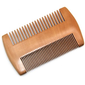 Pear wood fine wide double tooth moustache hair beard comb for beard grooming kit