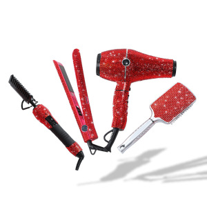 Popular salon equipment tool whole set tools bling rhinestone crystal hot hair tool