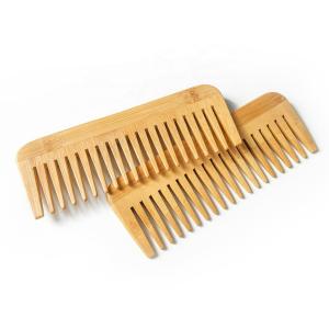 Professional Custom Logo Natural Bamboo Wooden Wide Tooth Hair Detangler Comb