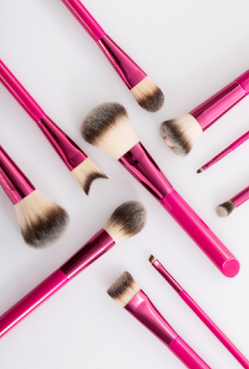 Custom Angled Handle 10pcs Makeup Brush Set