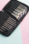 20pcs Vegan Makeup Cosmetic Brush Set with Folding Zipper Pouch