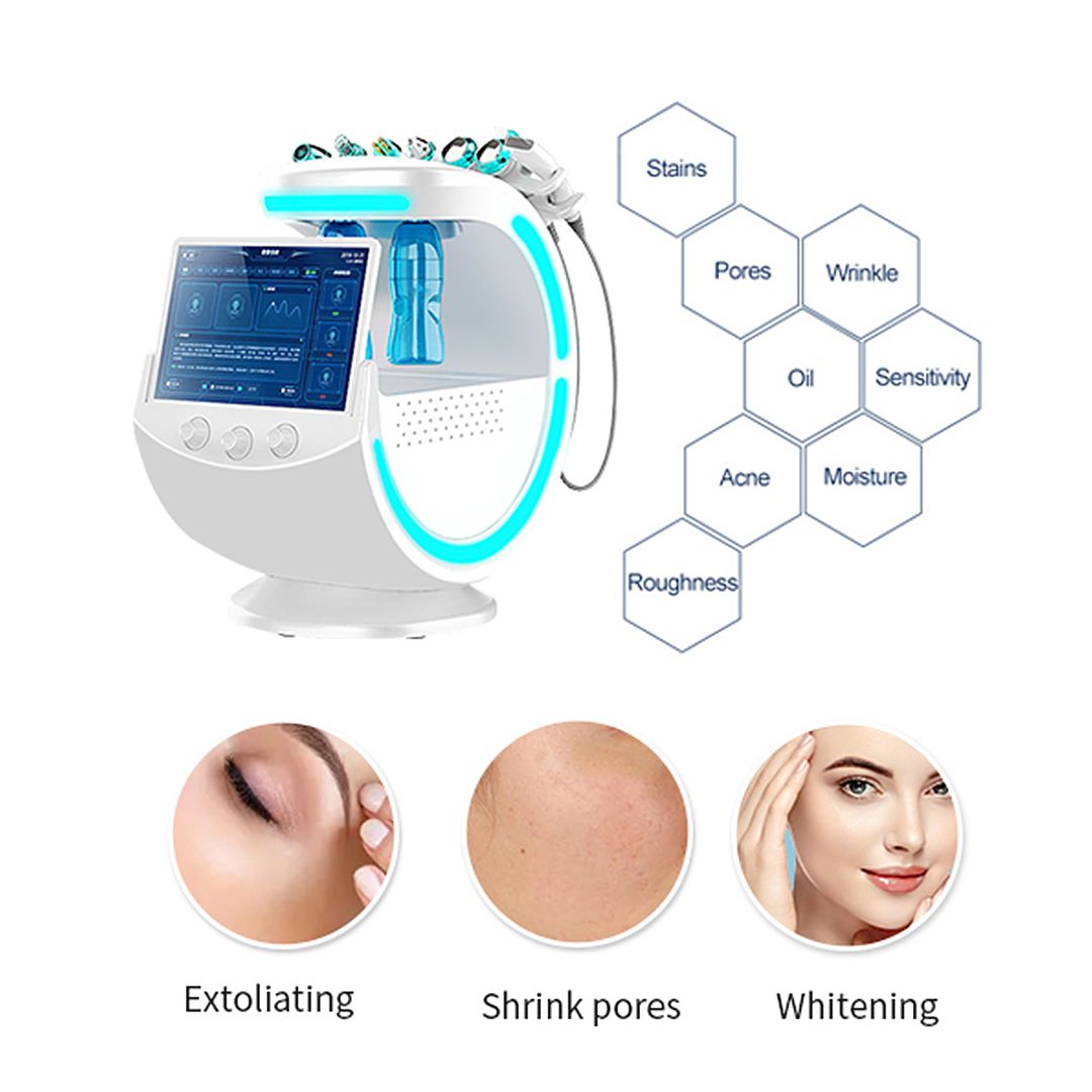 2023 Convenient Facial Smart Ice Blue Skin Care Machine Oxygen Hydrogen Jet Therapy 8 in 1 Hydration