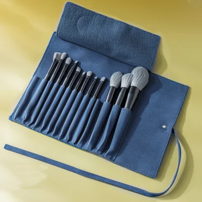 10PCS Wood Handle Makeup Brushes Set with Flannel Bag High-Quality Beauty Tools