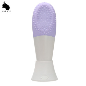 2 in 1 IPX7 Waterproof sonic Silicone facial brush Bamboo fiber electric wash brush with heat massager function device