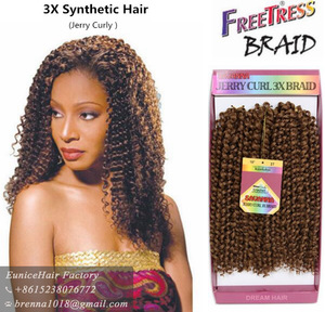 3X Savana deep wave twist spring twist hair synthetic hair peice with 27pcs jerry curly freetress crochet hair