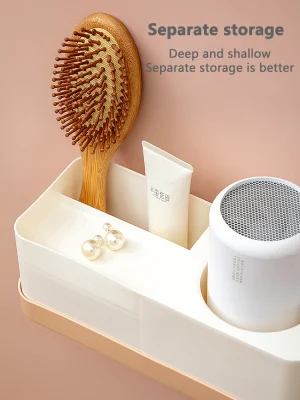 Best-Selling Multifunctional Wall-Mounted No-Punch Hair Dryer Holder Storage Organization Bathroom Hairdryer Rack