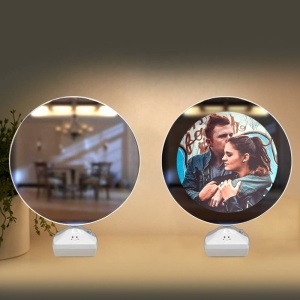 Custom Photo Night Lamp Decorative Round Magic Mirror Led Makeup Mirror With Light