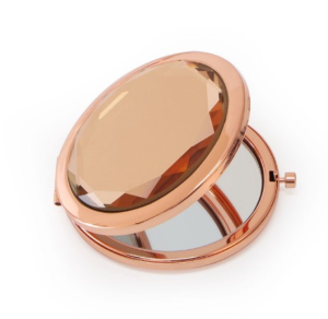 Fashion Rose Gold Pocket Mirror Making Up Crystal Portable Double Dual Sides Mirrors