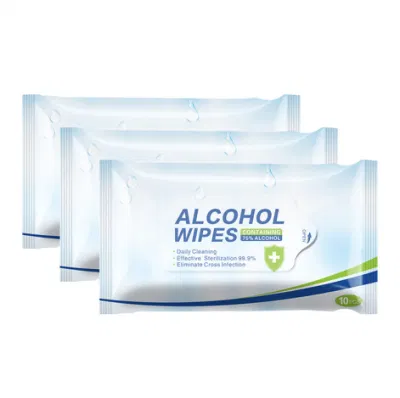 FDA/CE/BSCI Certified Antibacterial Wipe Sanitizing Wet Tissue Disinfectant Cleaning Towel Human Skin Use Advanced 75% Alcohol Hand Sanitizer Wipes