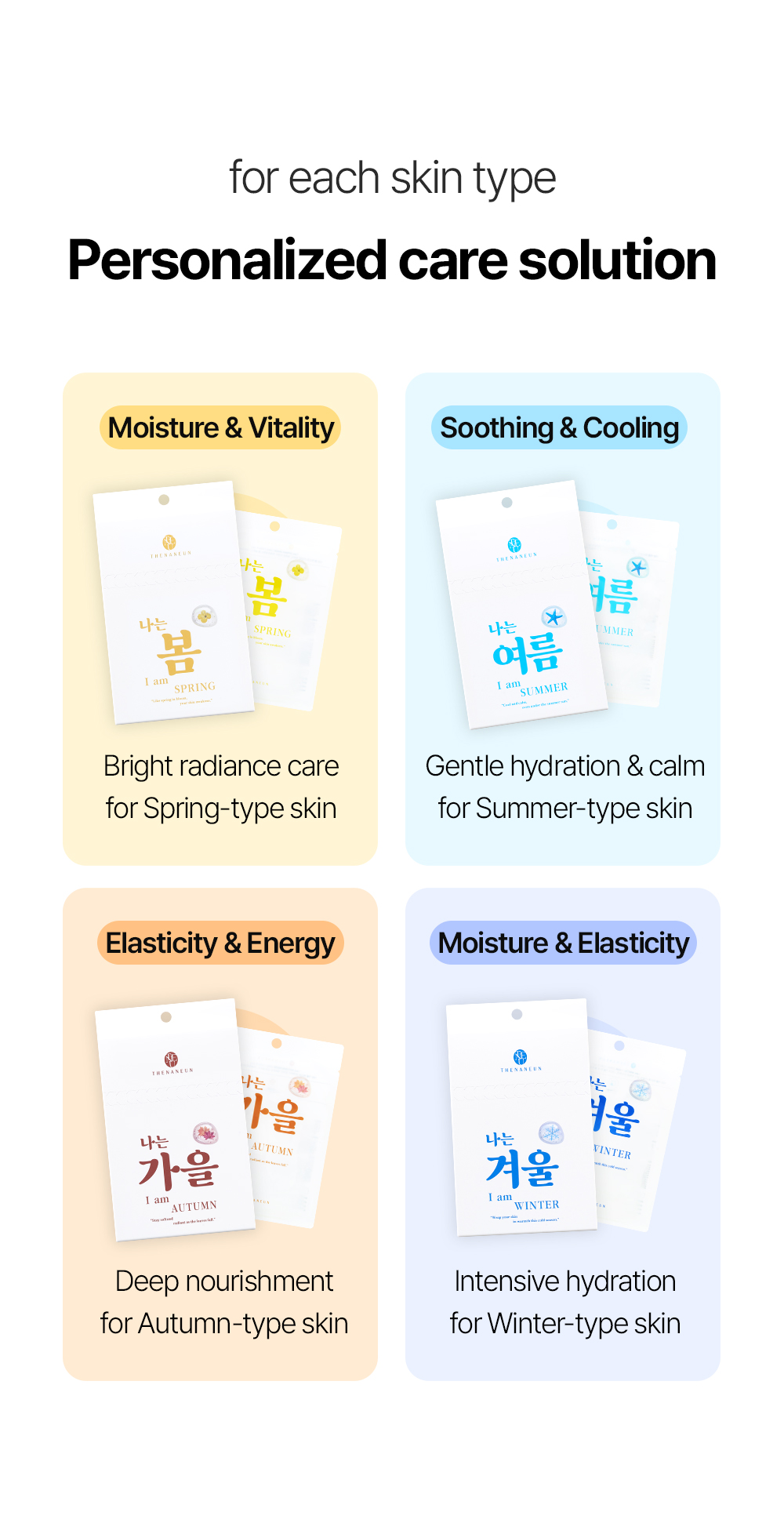 I AM SEASONAL FACIAL MASK SHEET (SPRING, SUMMER, AUTUMN, WINTER, a large amount of essence)