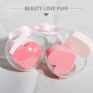 Love Heart shaped Latex Makeup Puff Beauty Sponge Egg Puff with Christmas Ball Box Case