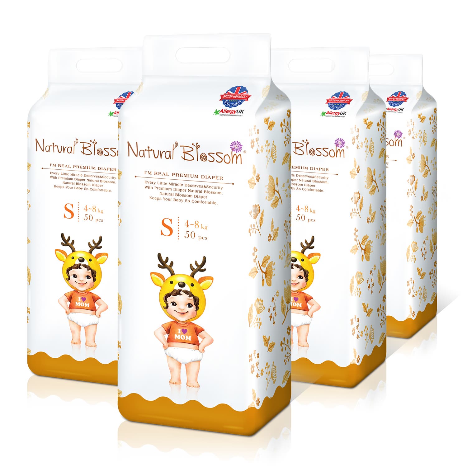 Natural Blossom Baby Diapers Size 2 (9-17lbs) 50 Count