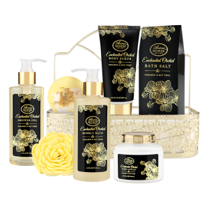 OEM cheap Phalaenopsis Golden spa bath and body gift set